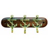 key hooks with 3 anchor hooks, made from wood/brass