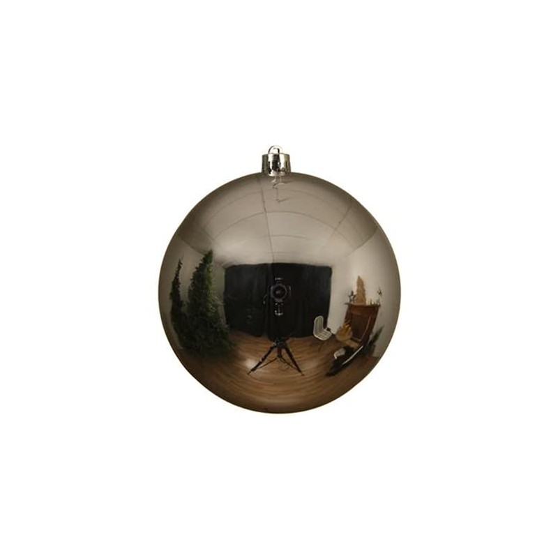 Decoris T Bauble XXL, Shiny Silver, Shatterproof - Christmas Bauble