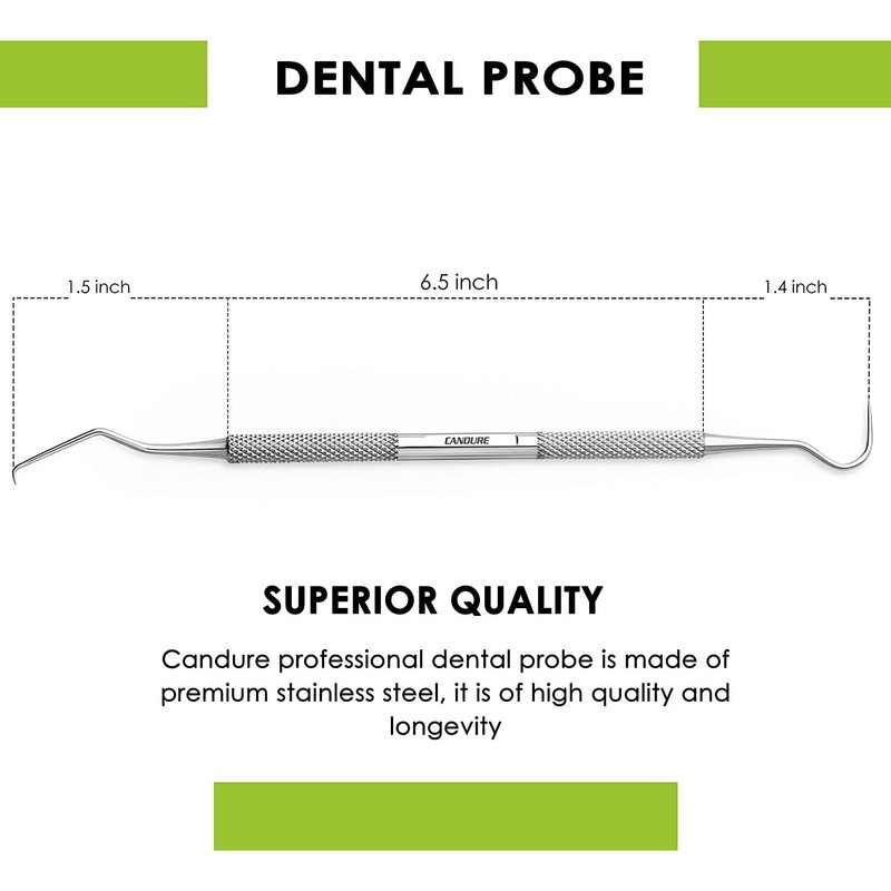 Candure Dental Pick Double Ended Professional Dental Scraper Stainless Steel