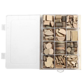 LAZACA Wood Craft Kits DIY for Kids Ages 5-13 Wooden Unfinished Toys Art Paint Bulk Craft Sticks Garden Playset Loose Parts Play Materials 250 Pcs/19.5X13X3.5cm