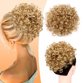 NOSTALGIA Blonde Messy Bun Hair Piece Elastic Drawstring Loose Wave Curly Hair Buns Syntheitc Hair Piece Hair Bun Extensions for Women Daily Use