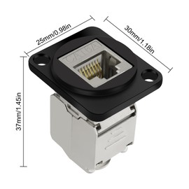 XMSJSIY CAT6A D-Type Panel Mount Connector Shielded RJ45 CAT6A Coupler Toolless Keystone Jack Snap-in Closure Module Patch Cable Network Ethernet Interface Adapter for Cat6/Cat5/Cat5e