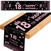Table Runner for 18th Birthday, Black Pink Party Tablecloth, Table