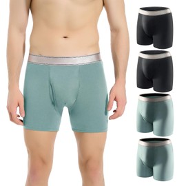 Carer Mens Incontinence Underwear Washable 150ml Absorbent Leak Proof Underwear for Men Bladder Leak with Front Fly Reusable Mens Urinary Incontinence Boxer Briefs 4pk L (2 Black/2 Blue)