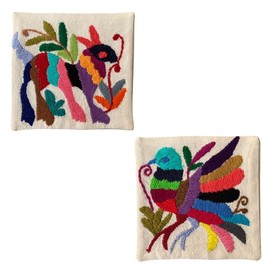 Two Sisters Juego de Portavasos, Variados Dibujos Bordado a Mano Tenango 11 x 11 centímetros. Multicolor. (8 pz)