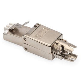DIGITUS Cat 6A Network Connector - Field Plug 360° Shielded - RJ45 Connector Tool Free - 10GBase-T 500 MHz - AWG 26/7 to 22/1