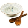 MACKENZIE-CHILDS Enamel Salad Serving Set, Enamel Bowl and Wooden Salad
