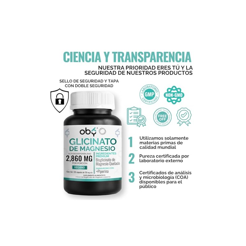 Oby Mineral Supplement Glicinato Magnesio 2920mg Porcin