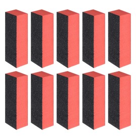 HARFINGTON 10pcs Nail Buffer Blocks 60/80/80 3 Sided Grit Nail Sanding Buffing File Block Manicure Tools for Acrylic Nail Shine Polishing Buffer, Red Orange