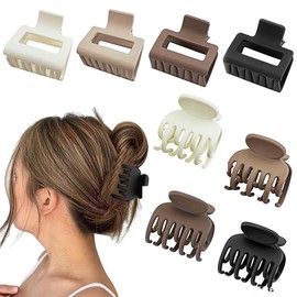 8Pcs Double Row Teeth Hair Clips, Small Hair Claw, Octopus Hair Claw Clips, Hair Clips Claw, Non-Slip Matte Hair Clip Hair Styling Accessories for Women Girls Kids Thin Fine Hair, Jaw Clips Nonslip