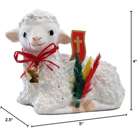Importer AM Easter Basket Decor Polish Traditional Easter Lamb Figurine Sheep 5-inch Long