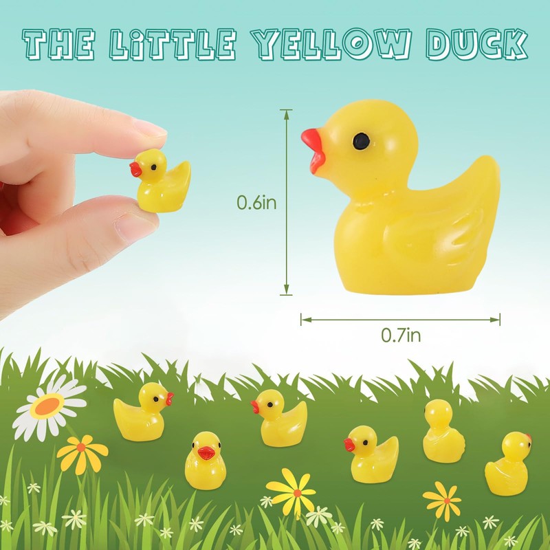 GADIEDIE 260pcsYellow Mini Resin Ducks, Tiny Duck for Home Hide