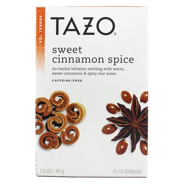 Tazo Teas, Sweet Cinnamon Spice,Herbal Infusion,Caffeine Free,20 Filterbags,1.5 Oz (45 G)
