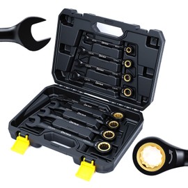 8PCS Metric Ratcheting Wrench Set, 72-Tooth Combination Wrench Set, 8-19mm