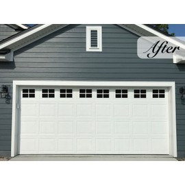 Garage Mirage Magnetic Garage Door Windows, Decorative Black Window Decals for Two Car Garages