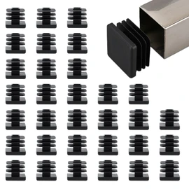 32 Pack 5/8" x 5/8" Square Tube End Cap Plastic Plugs, Square Tubing Plug Inserts for Metal Tubing, Fences, Glide Protection from Chair Legs and Furniture, Durable Plastic Hole Plugs, Black