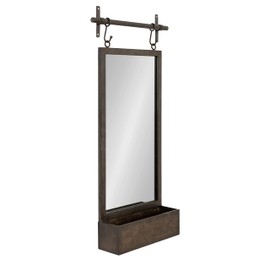 Kate and Laurel Gammons Modern Pub Mirror; 18 x 39; Natural Iron; Decorative Metal Industrial Mirror with Rectangular Shape and Wide Pocket Shelf for Storage and Display
