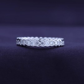 SAVEARTH DIAMONDS 1 Carat Round Cut Lab Created Moissanite Diamond Full Eternity Stackable Wedding Band Ring For Women In 14K White Gold Over Sterling Silver (VVS1 Clarity, 1.00 Cttw)-7