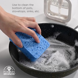 Fox Run Blue Dish Sponges, Set of 12 Scratch Free Kitchen Sponges for Nonstick and Metal Pans