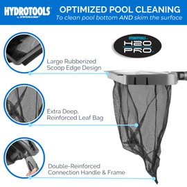 Swimline HYDROTOOLS 80605 Leaf Net Inground Above Ground Pool Pond | Extra Large Skimmer Net Cleaning Tool Ultra Fine Deep Mesh Bag | H20 Pro Professional Service Grade Molded Frame | Debris Pickup