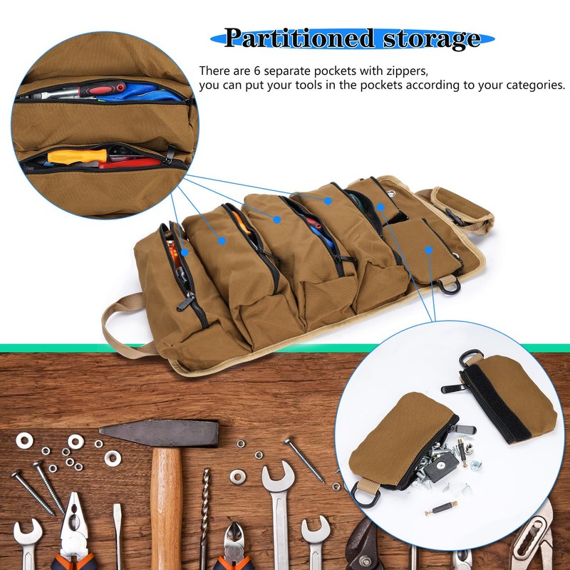 Nutmanel Roll Up Tool Bag, Tool Roll Bag, Wrench Roll