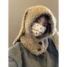 Cute Plush Long Ear Rabbit Hat Winter Balaclava for Kids lf1304 Free Size/Pink 4ea