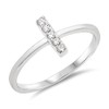 Clear CZ Simple Dainty Bar Stackable Midi Ring Sterling Silver