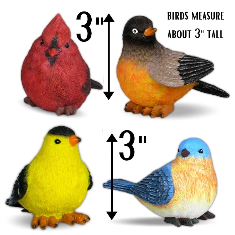 Banberry Designs Songbird Garden Figures - Cardinal, Bluebird, Goldfinch &