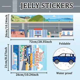 Fun Traffic Jelly Stickers for Kids - Cute Stickers are Removable and Reusable Waterproof Fluffy Toddler Vehicle Educational Sensory Learning Toys Suitable for Children's Room, Bedroom, Living Room