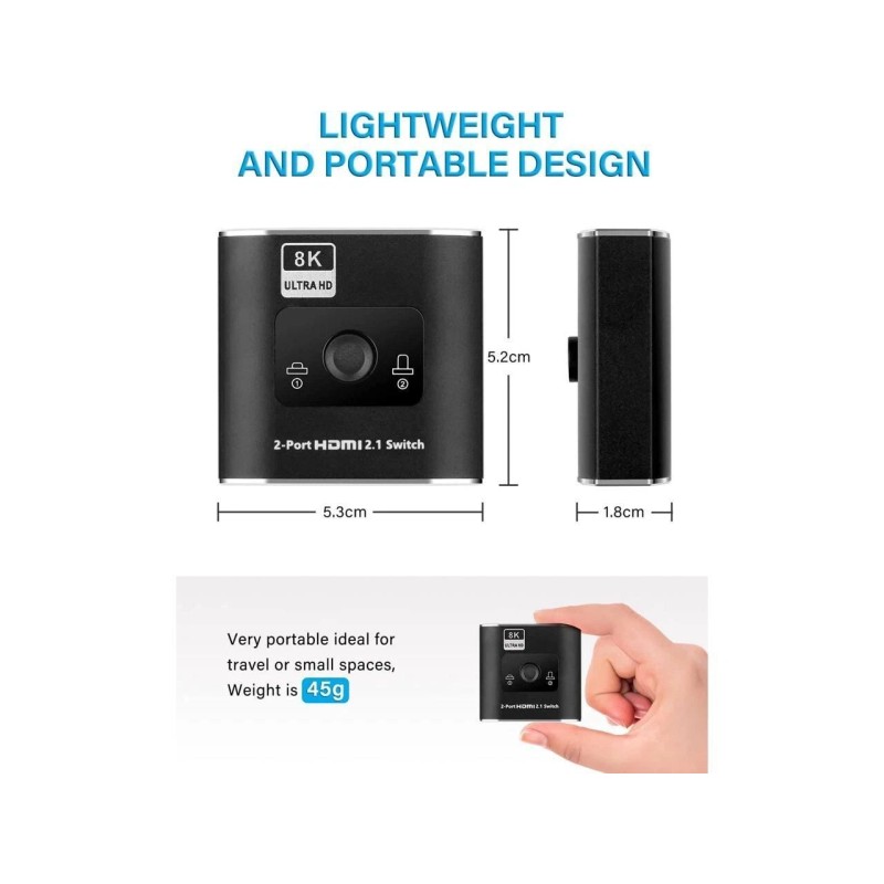 HDMI Switch, 8K Ultra HDMI Switcher 4K 120hz 2 in