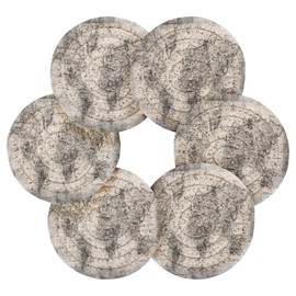 Bar Coaster for Drinks, Coil Woven Coasters Holder Pad 3.94 in Diameter for Mugs Thickness of 0.24 in with Metal Rack Print Ancient Map of The World Black White