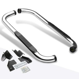 (2Pcs) 3 Inch Chrome Stainless Round Nerf Step Bars Side Steps Compatible with Ford Superduty Standard/Reg Cab 99-16