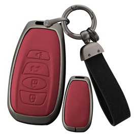 ontto 4 buttons Key Fob Cover Fit for Subaru Ascent BRZ Crosstrek Forester Impreza Legacy Outback Solterra WRX Alloy Leather Smart Key holder Shell case keyring keychain protection accessories Red A