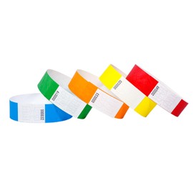 500 Pcs Paper Wristbands for Events Tear Resistant Wrist Bands Waterproof Paper Wristbands Handbands Identification Admission Adhesive Arm Bands for Party, Concert（Assorted）