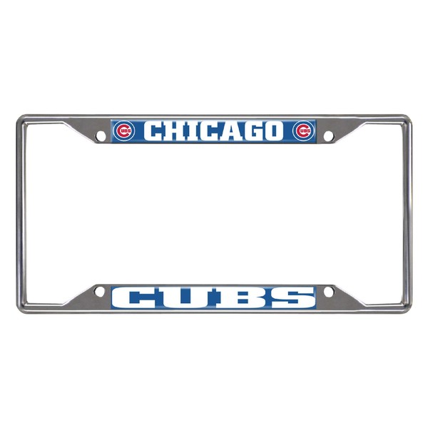 FANMATS 26533 Chicago Cubs Chrome Metal License Plate Frame, Team Colors, 6.25in x 12.25in