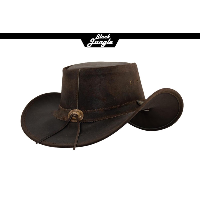 Black Jungle Yukon Leather Western Hat Australia Cowboy Hat, brown