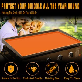 Liodccty Silicone Griddle Mat for 36" Blackstone Grill | 36 Inch Heavy Duty Food Grade Reusable BBQ Blackstone Griddle Cover | All Season Cooking Surface Protective Grill Mat-Orange
