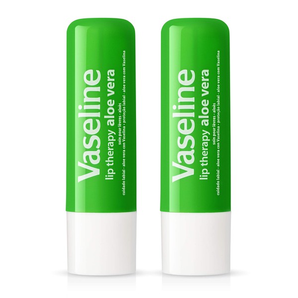 Vaseline Lip Therapy Stick with Petroleum Jelly (Aloe Vera, Pack of 2)