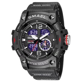 SMAEL Men's Watches Military Outdoor Waterproof Sports Wrist Watch Date Multi Function LED Alarm Stopwatch, Digital Watches for Mens