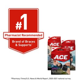ACE Brand Adjustable Compression Knee Support, Moderate Support for Weak, Sore or Injured Joints, One Size Fits Most