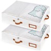 MEKOTRIN Waterproof Underbed Storage Box with Transparent Lid, Leather Handles,