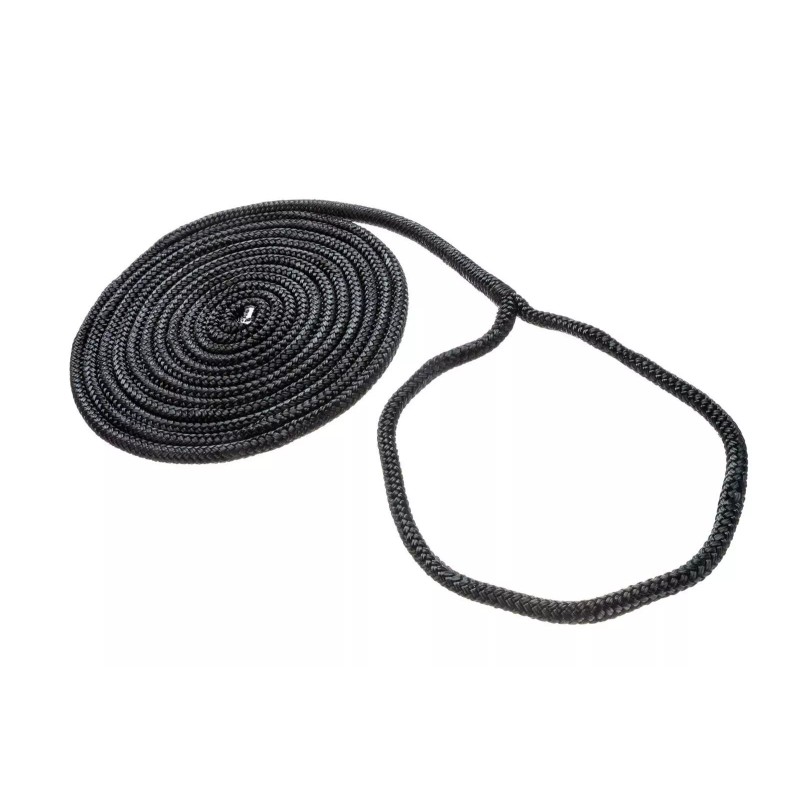 Attwood Marine Premium Double Braided Nylon Dock Line, Black, 117608-7,