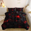 Nttopship Neon Red Black Comforter Set Full Geometric Kids Bedding