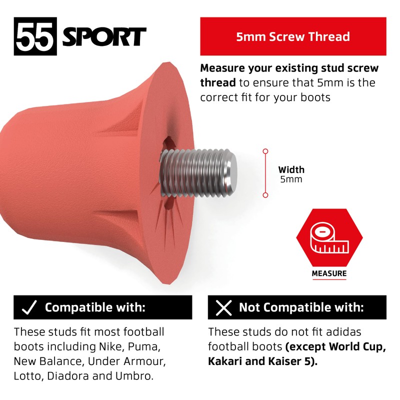 55 Sport Classic Nylon SG Replacement Football Studs - 12