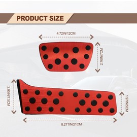 Aluminum Alloy Accelerator Brake Pedal Set, Compatible with Toyota Camry 2018-2023 RAV4 Avalon 2019-2023 Highlander 2020-2023 Sienna Venza bZ4X Prius Crown for Lexus ES LS 2018-2023 (Red)