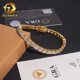 USA Local Stock 5mm 925 Silver Moissanite Tennis Bracelet Pass Diamond Test Iced Out Hip Hop Jewelry Moissanite Diamond BraceletColor: Gold, Length: 6.5inch