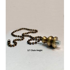 Tennis Ball Ceiling Fan Pull, 2.25"h with 12" Antiqued Brass Chain