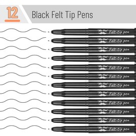 Mr. Pen- Felt Tip Pens, Black Pen, 12 Pack, Fast Dry, No Smear, Planner Markers