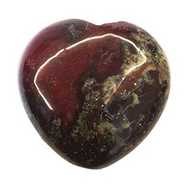 Bacatgem 1 Pcs Natural Dragon Blood Jasper Palm Worry Carved Heart Love Stone,1.57 inchs Crystals and Healing Stones