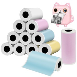 Ainiv 12 Rolls Kids Instant Camera Refill Print Paper, 2.2 x 1inch Camera Print Paper, BPA-Free Non-Adhesive Smooth Papers, Print Camera Accessories, Print Paper for Kids Instant Camera
